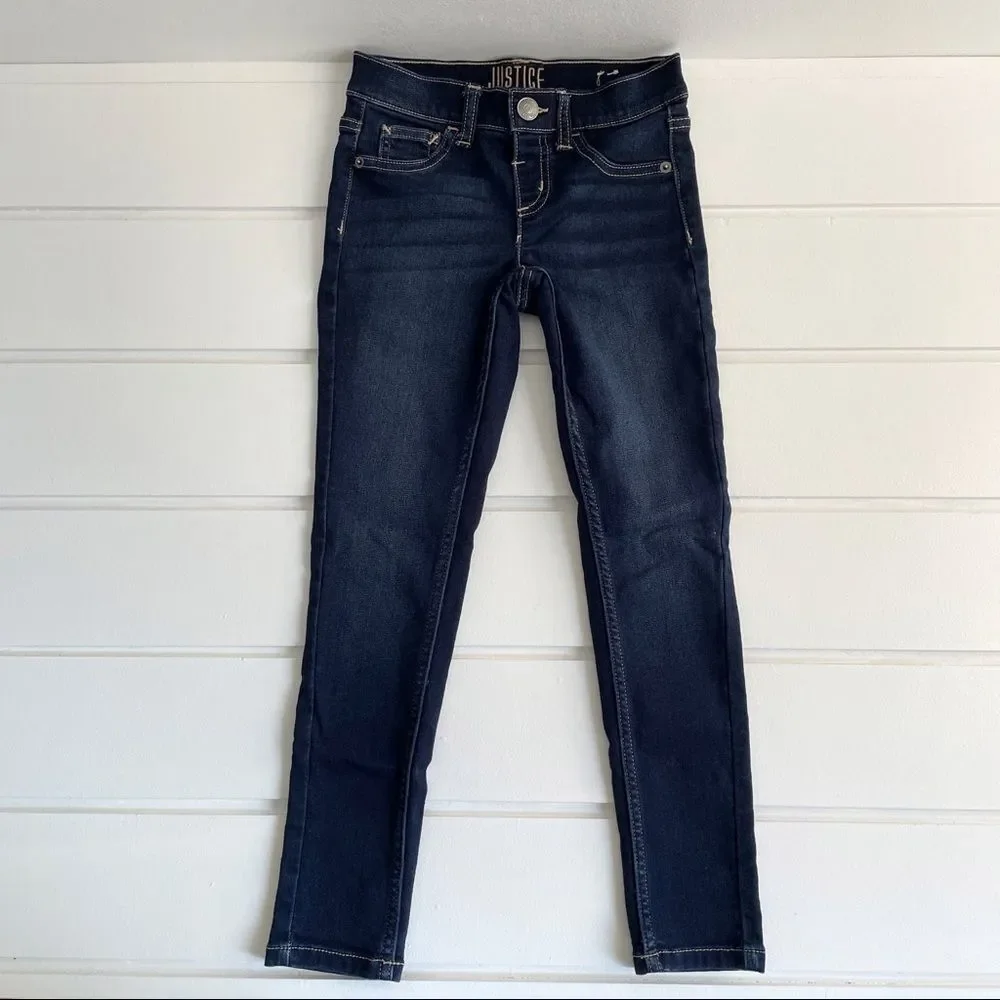 Justice Girls Mid Rise Dark Wash Jegging Jeans Size 8 Like New Condition